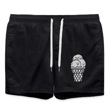 Eiscreme 3 Eiskugeln Waffel - Badeshorts - Schwarz - Vorne - AI Model Male 185 light (185cm)