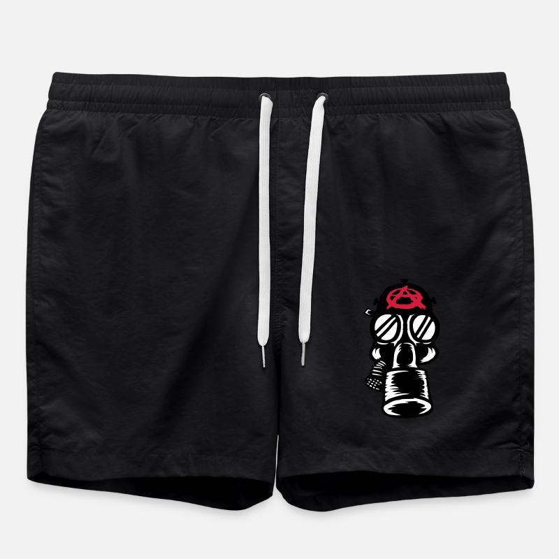 Anarchy Punk Gas Mask Rétro - Short de bain - noir