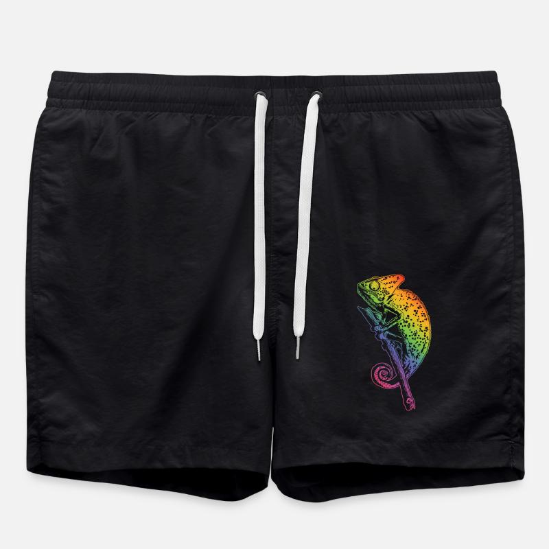 Chamäleon Eidechse Grafik Reptil Chamäleon Liebhaber - Badeshorts - Schwarz