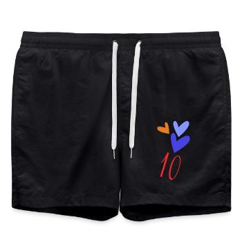 10. 10 JAHRE. 10. Jahrestag. JUBILÄUM 10 JAHRE. - Badeshorts - Schwarz - Vorne - AI Model Male 185 light (185cm)