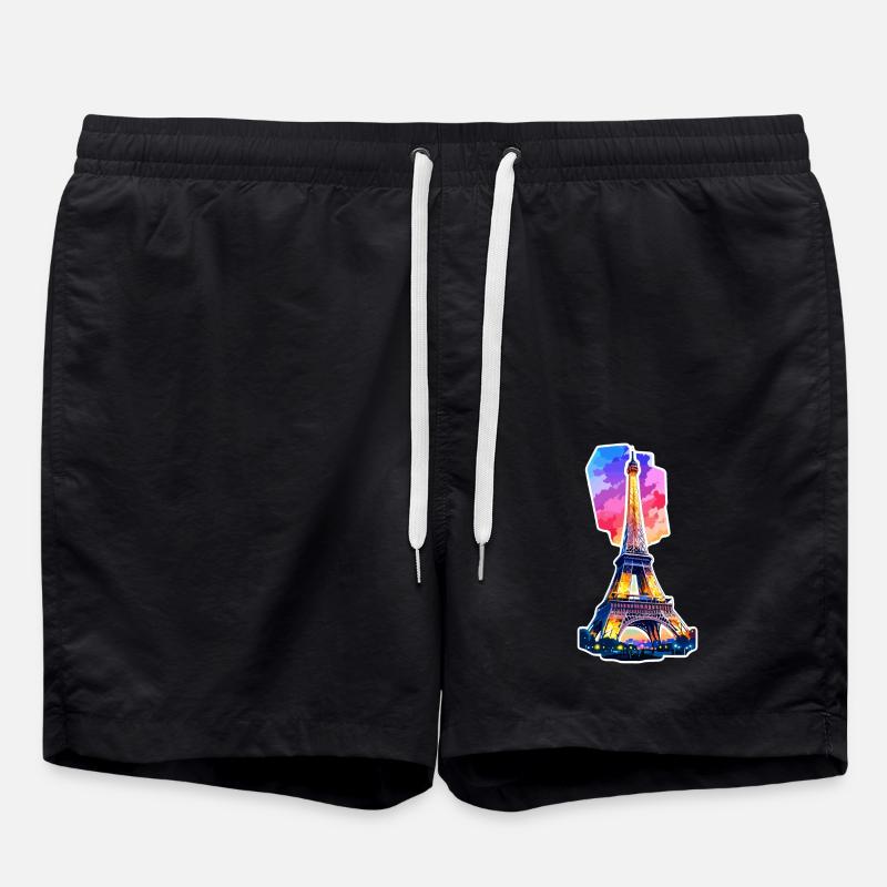 Eiffel Tower #4 - Swim Trunks - black