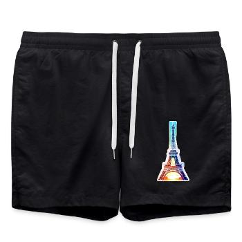Eiffel tower #13 - Short de bain - noir - Devant - AI Model Male 185 light (185cm)