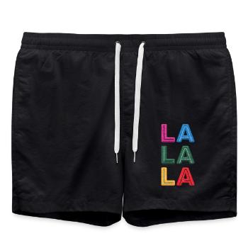 LA LA LA bestickt - Badeshorts - Schwarz - Vorne - AI Model Male 185 light (185cm)