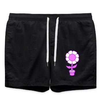 Petit Joli Pot de Fleur Rose Heureux - Short de bain - noir - Devant - AI Model Male 185 light (185cm)