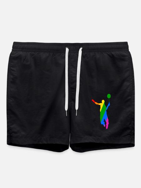 Rainbow Badminton Tennis Design - Swim Trunks - black