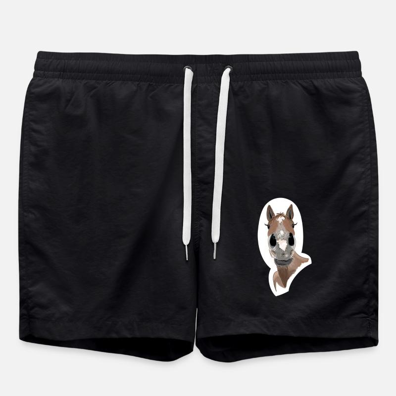 Lächelndes Pferd - Badeshorts - Schwarz