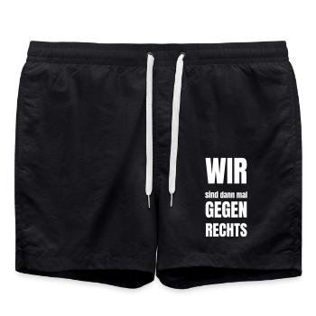 We are then against the right - Swim Trunks - black - Front - AI Model Male 185 light (185cm)