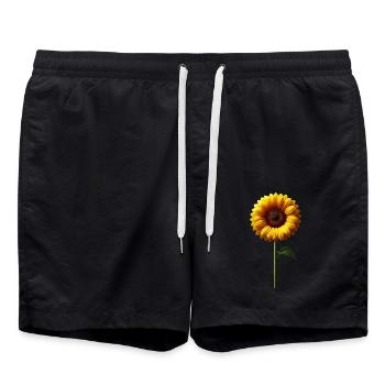 Sonnenblume Blumenranke Blume gelb blumig floral - Badeshorts - Schwarz - Vorne - AI Model Male 185 light (185cm)