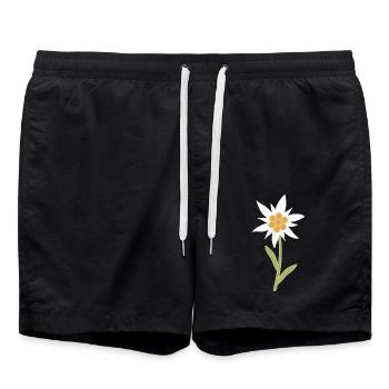 Edelweiß-Blüte - Badeshorts - Schwarz - Vorne - AI Model Male 185 light (185cm)