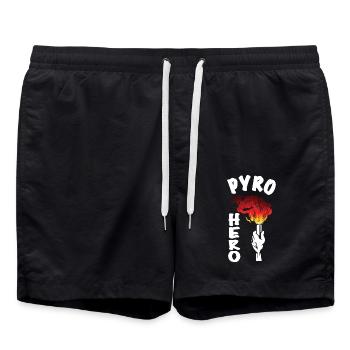 Pyro Hero Pyrotechnik Ultras Fanblock Fankurve - Badeshorts - Schwarz - Vorne - AI Model Male 185 light (185cm)
