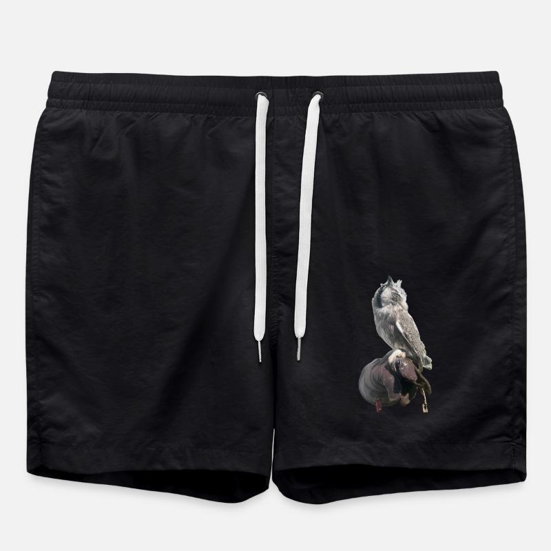 Eule - Badeshorts - Schwarz