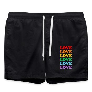 Love 6 rainbow colors gay pride - Swim Trunks - black - Front - AI Model Male 185 light (185cm)