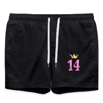14 Number Jersey Crown - Swim Trunks - black - Front - AI Model Male 185 light (185cm)