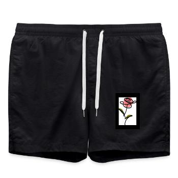 one Line Art Line Drawing Flower Flowers Plants - Swim Trunks - black - Front - AI Model Male 185 light (185cm)