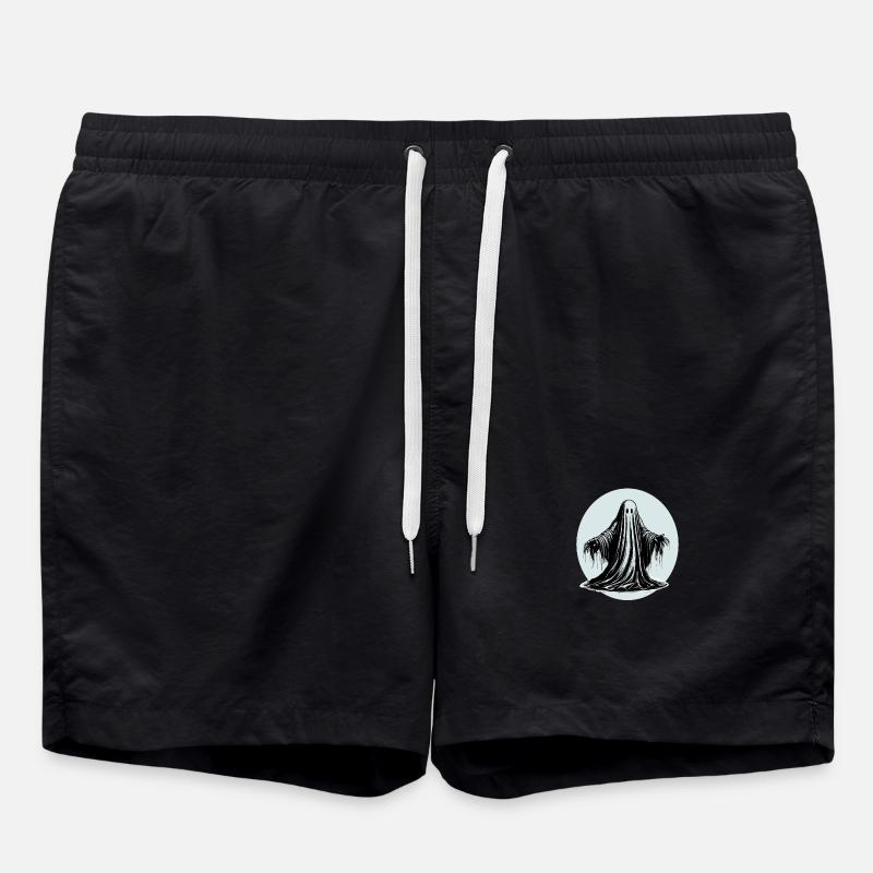 Cool graphic ghost design - Swim Trunks - black