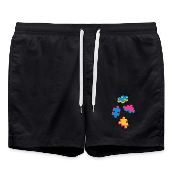 quatre pièces de puzzle - Short de bain - noir - Devant - AI Model Male 185 light (185cm)