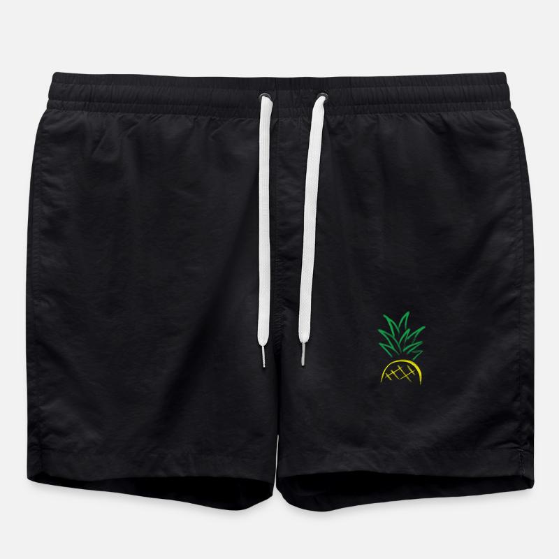 Pineapple Sketch – Fresh Fruit Graphic - Swim Trunks - black