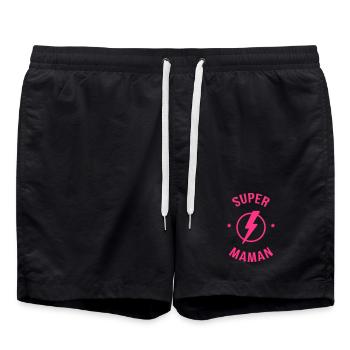 Maman - Fête des Mères - Anniversaire - Bébé - Short de bain - noir - Devant - AI Model Male 185 light (185cm)