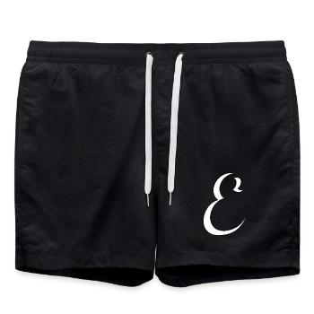 Letter E, Name, der Buchstabe E - Badeshorts - Schwarz - Vorne - AI Model Male 185 light (185cm)