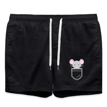 Maus Mäuse - Badeshorts - Schwarz - Vorne - AI Model Male 185 light (185cm)