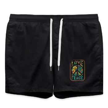 Love and Peace Freedom - Swim Trunks - black - Front - AI Model Male 185 light (185cm)