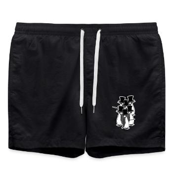 Vögel Vintage Pinguin Tier Seevogel Arktis - Badeshorts - Schwarz - Vorne - AI Model Male 185 light (185cm)