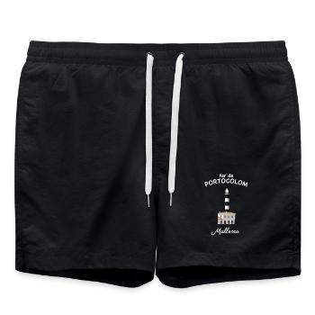 Mallorca, Portocolom, Leuchtturm - Badeshorts - Schwarz - Vorne - AI Model Male 185 light (185cm)