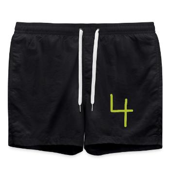 4 Numéro quatre numéro anniversaire vert - Short de bain - noir - Devant - AI Model Male 185 light (185cm)