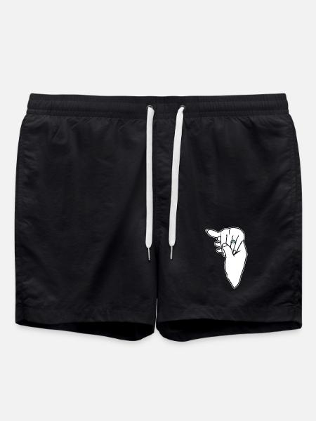 Engagement Wedding Ring Hand - Swim Trunks - black