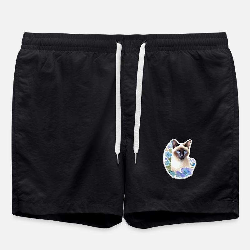 Siamese cat - Swim Trunks - black