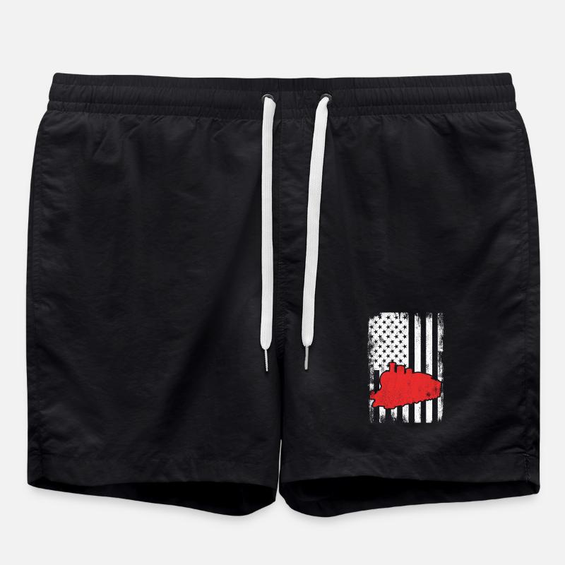 U.S. Patriotic Railroad Worker - Swim Trunks - black