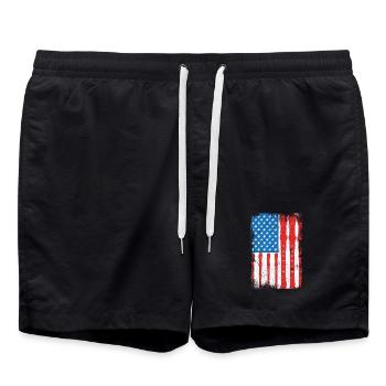 July 4 USA Flute - Swim Trunks - black - Front - AI Model Male 185 light (185cm)