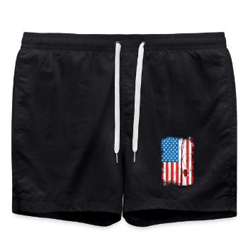 July 4 Fishing - Swim Trunks - black - Front - AI Model Male 185 light (185cm)