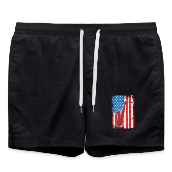 July 4, USA saxophone - Swim Trunks - black - Front - AI Model Male 185 light (185cm)