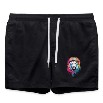 Colorful Lion Head - Swim Trunks - black - Front - AI Model Male 185 light (185cm)
