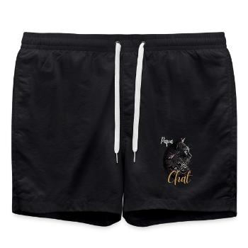 Chat Ornemental Papa Chat - Short de bain - noir - Devant - AI Model Male 185 light (185cm)