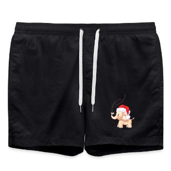 Fröhlicher Elefant zu Weihnachten - Badeshorts - Schwarz - Vorne - AI Model Male 185 light (185cm)