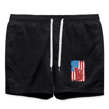 Tuba player U.S. Flag - Swim Trunks - black - Front - AI Model Male 185 light (185cm)