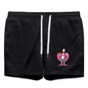 Cute duck with heart - Swim Trunks - black - Front - AI Model Male 185 light (185cm)