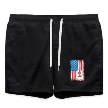 US Flagge Gitarrist - Badeshorts - Schwarz - Vorne - AI Model Male 185 light (185cm)
