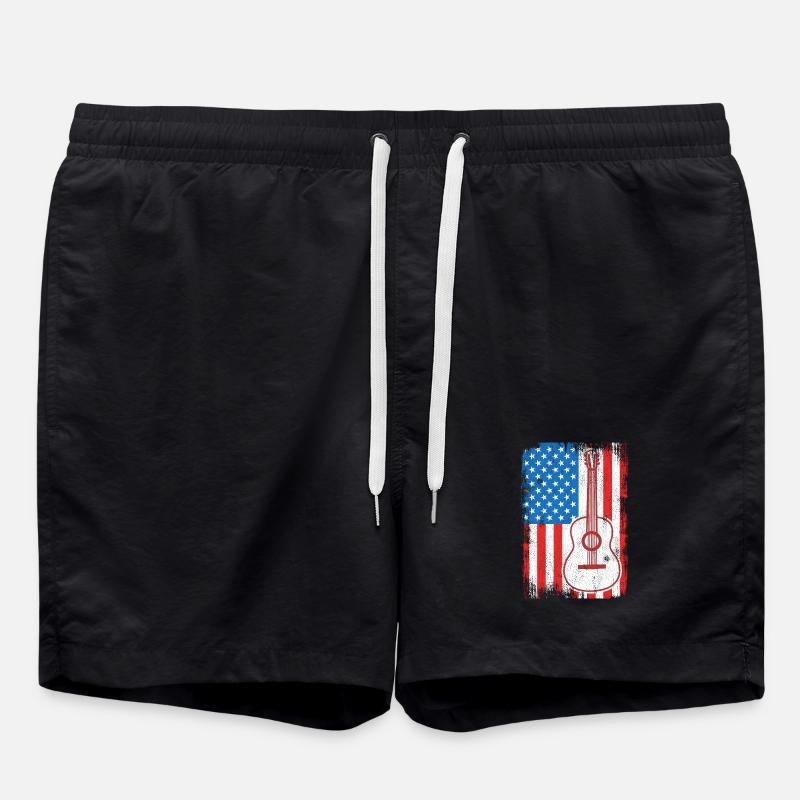 US Flagge Gitarrist - Badeshorts - Schwarz