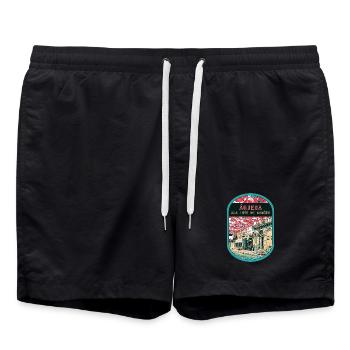 Luis de Camoes Artistic Street, Águeda - Swim Trunks - black - Front - AI Model Male 185 light (185cm)