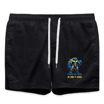 Stark und stolz Schweden Bär - Badeshorts - Schwarz - Vorne - AI Model Male 185 light (185cm)