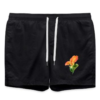 Orange Calla Blossom Magic - Swim Trunks - black - Front - AI Model Male 185 light (185cm)