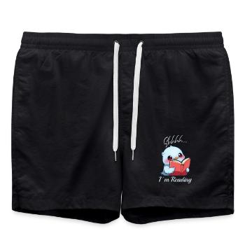 Vogel mit Buch - Badeshorts - Schwarz - Vorne - AI Model Male 185 light (185cm)