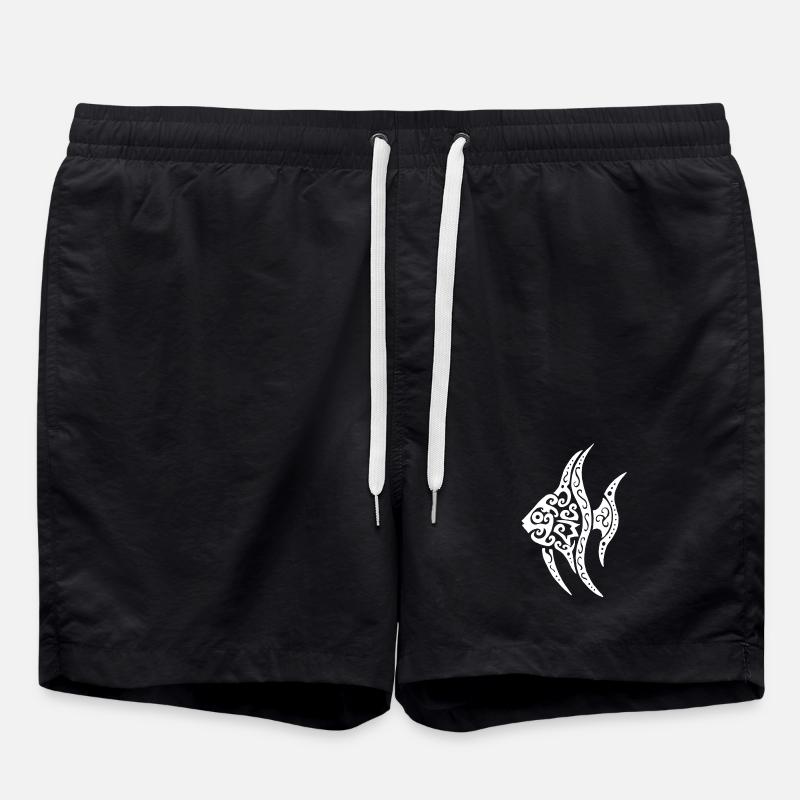 White tropical fish - Swim Trunks - black