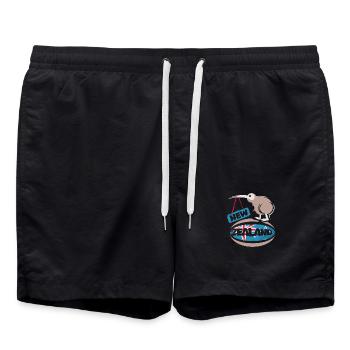 Neuseeland Kiwi rugby comic Cartoon Sport Symbol - Badeshorts - Schwarz - Vorne - AI Model Male 185 light (185cm)