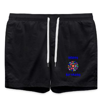 HAPPY BIRTHDAY. HAPPY BIRTHDAY. BIRTHDAY. - Swim Trunks - black - Front - AI Model Male 185 light (185cm)
