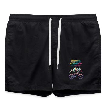 Lebendiges Mountainbike-Zitat-Design - Badeshorts - Schwarz - Vorne - AI Model Male 185 light (185cm)