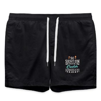 So sieht ein richtig cooler Raumausstatter aus - Badeshorts - Schwarz - Vorne - AI Model Male 185 light (185cm)